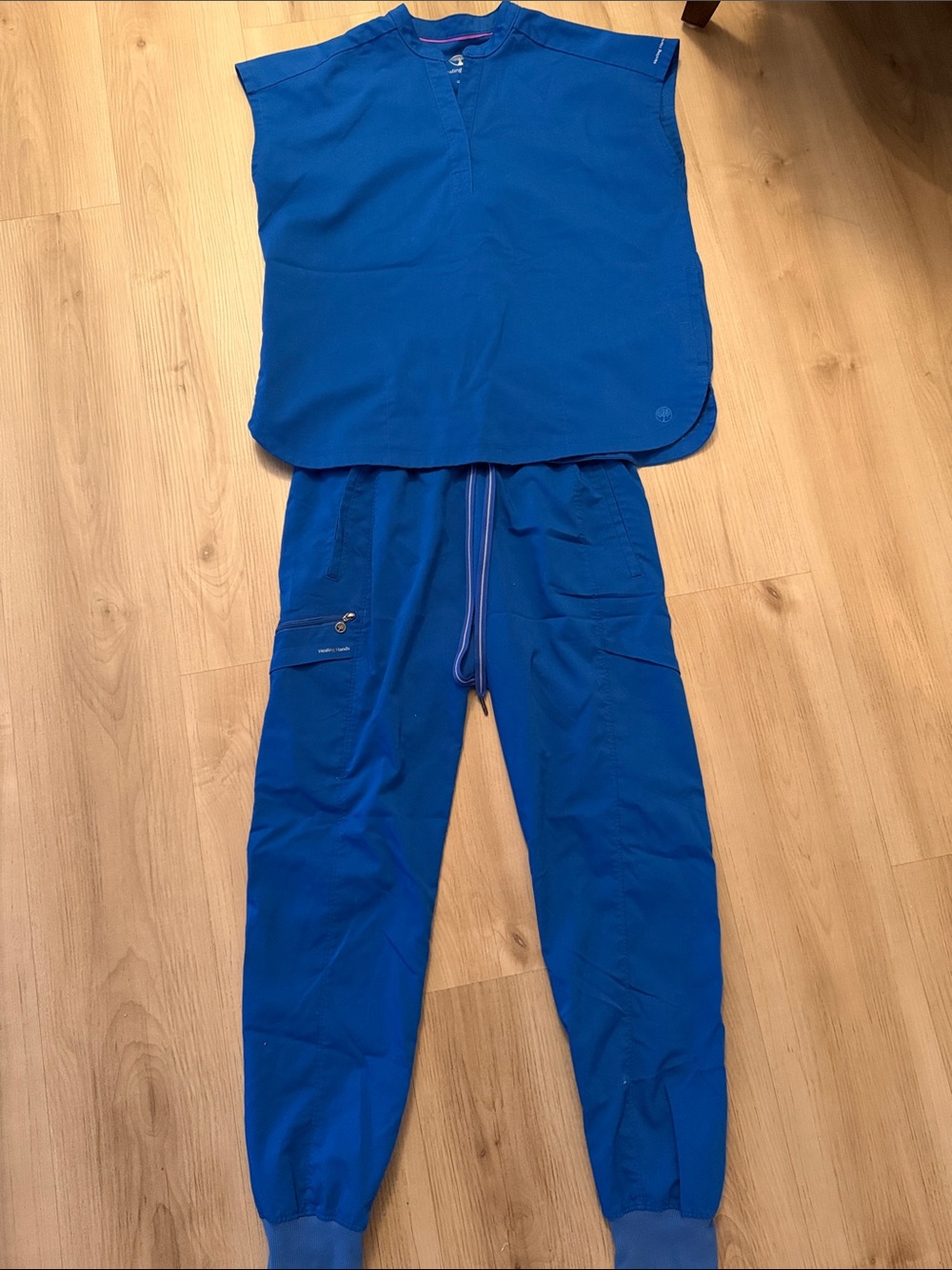 healing hands Royal Blue Track Jogger Scrub Set